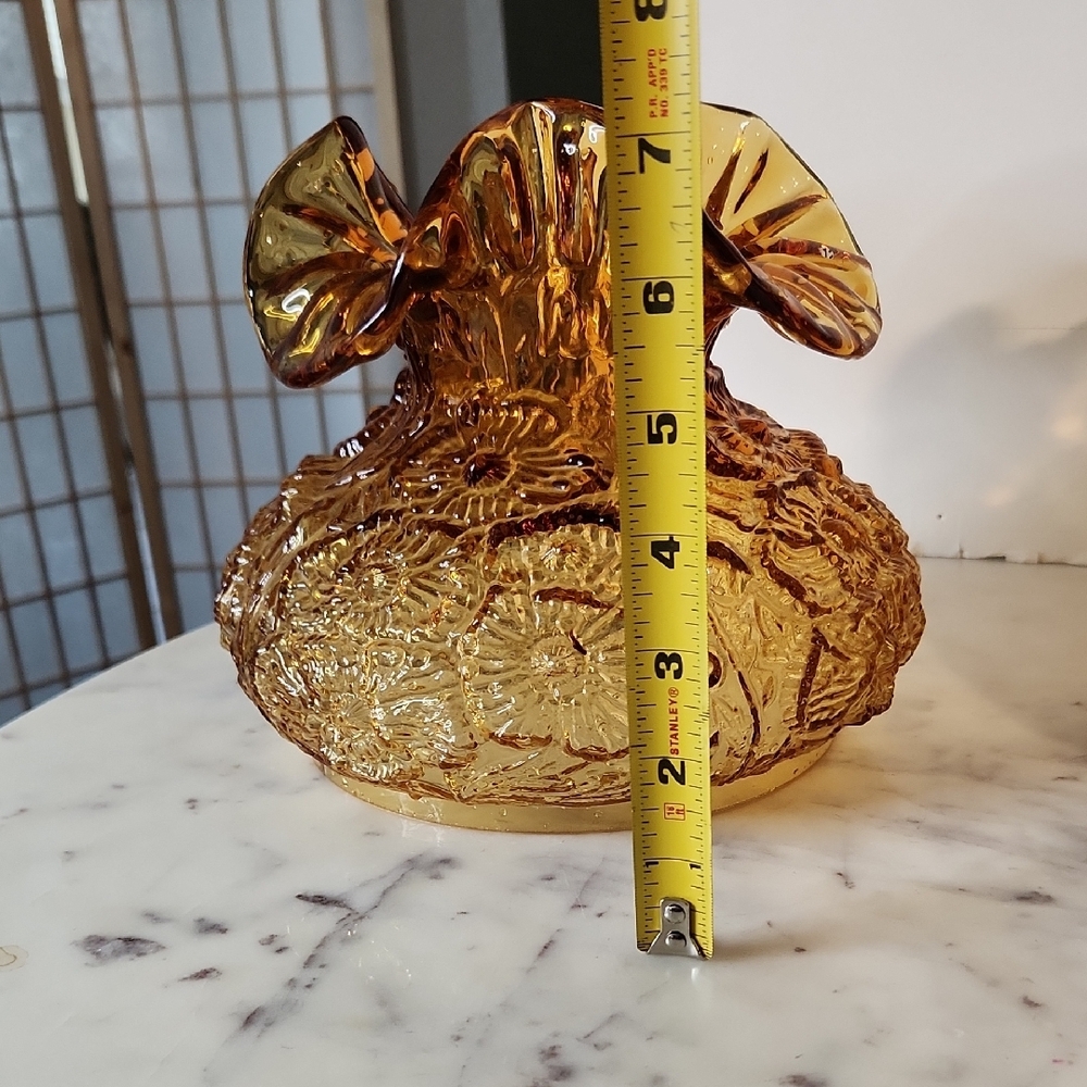 Fenton Poppy Amber Gold Glass Lamp Shade RARE - Picture 3 of 9